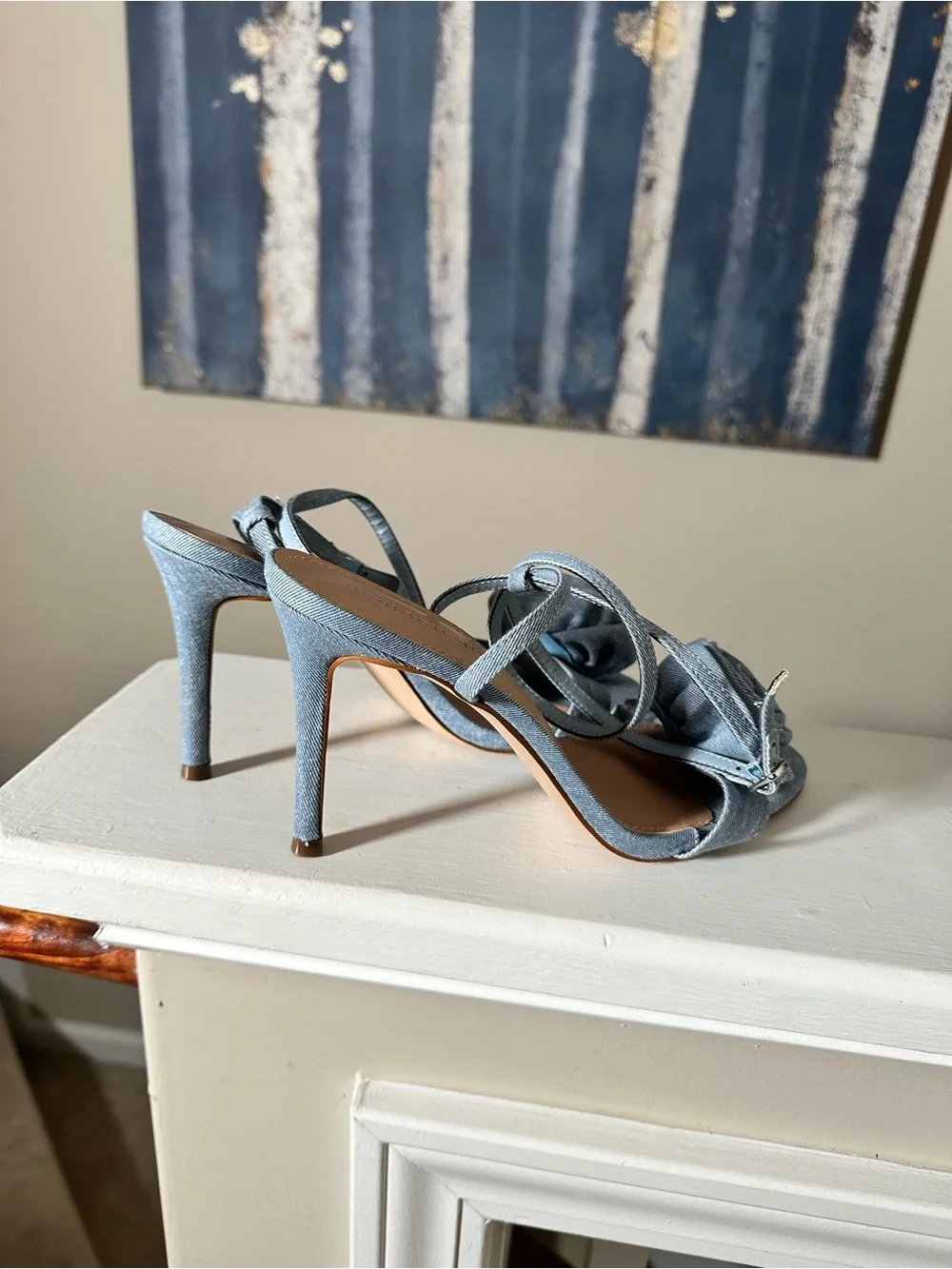 Madden Girl Blue Denim Ankle-Strap Heels